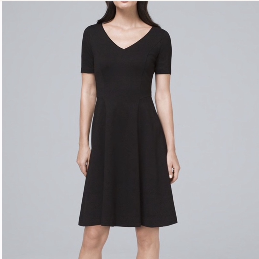 WHBM POLISHED KNIT FIT & FLARE DRESS